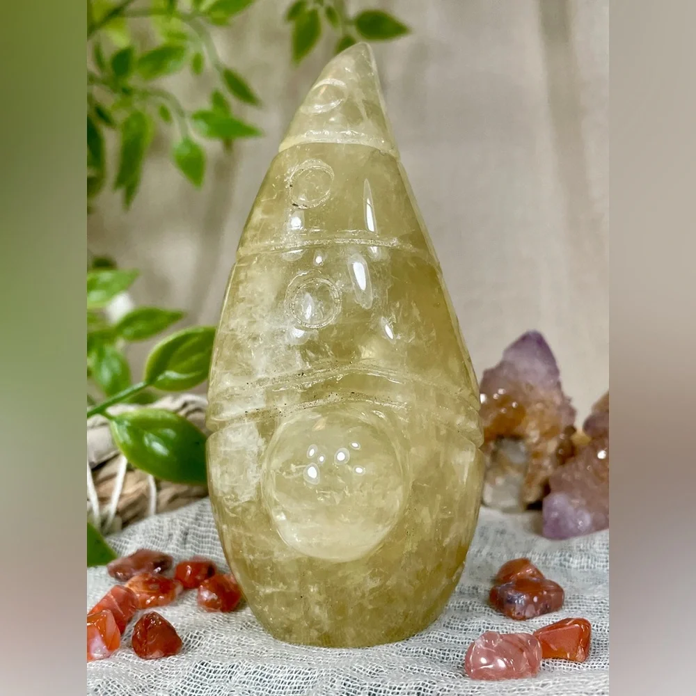 2513 Lemon Quartz Crystal Gnome Carving - Picture 1 of 11